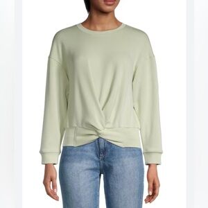 Magaschoni Sage Twist-Front Crewneck Sweater